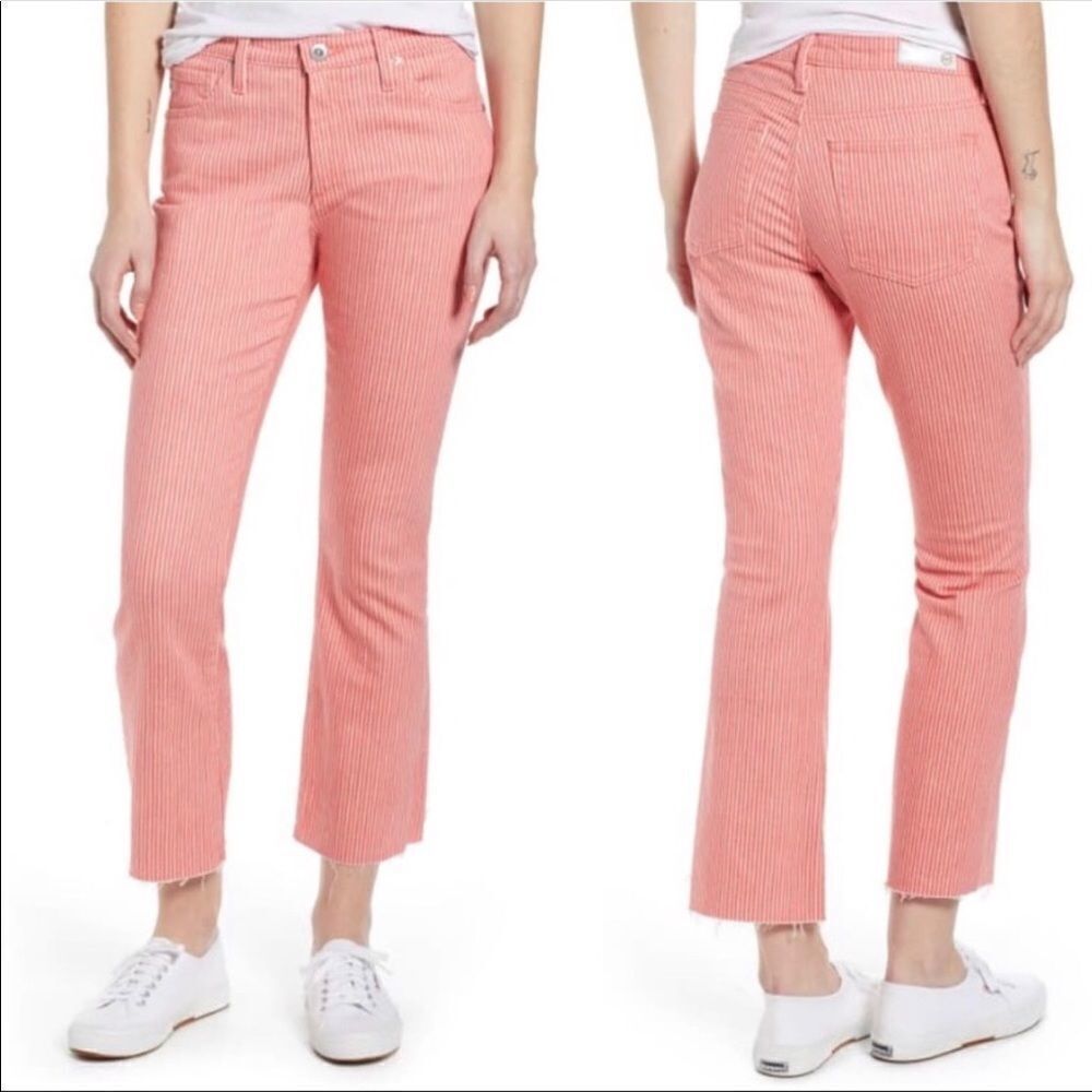 AG Jodi Pinstripe Twiggy High Waist Crop Flare Jeans Sz 26